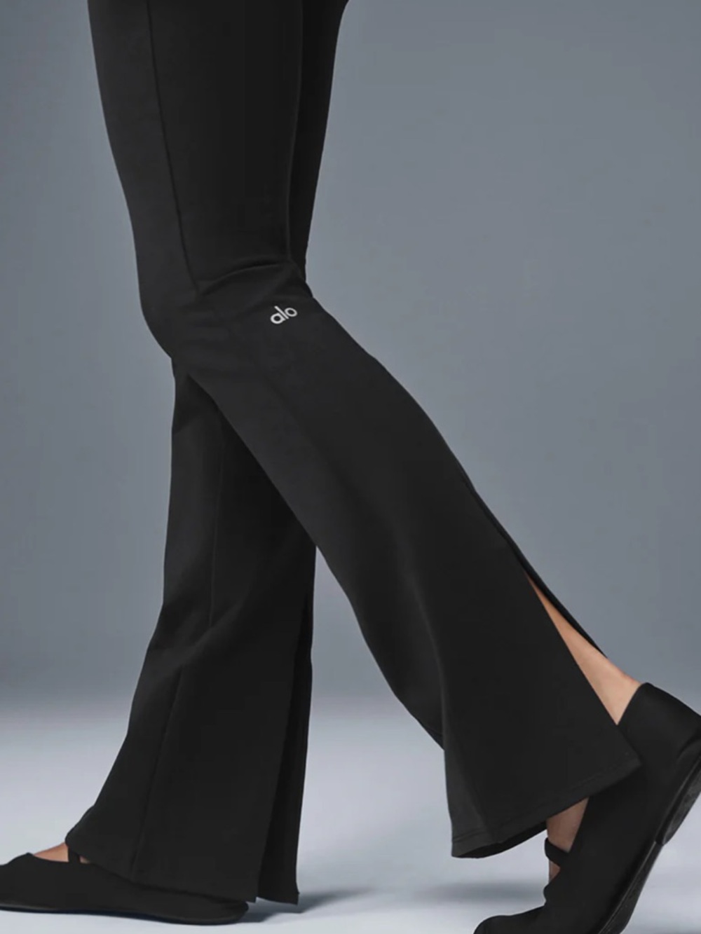 ALO Yoga Black Flare Split-Hem Leggings